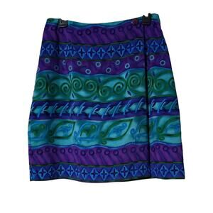 Vintage Y2K‎ 90s Michael Taylor Skirt 14 Purple Paisley Boho patterned